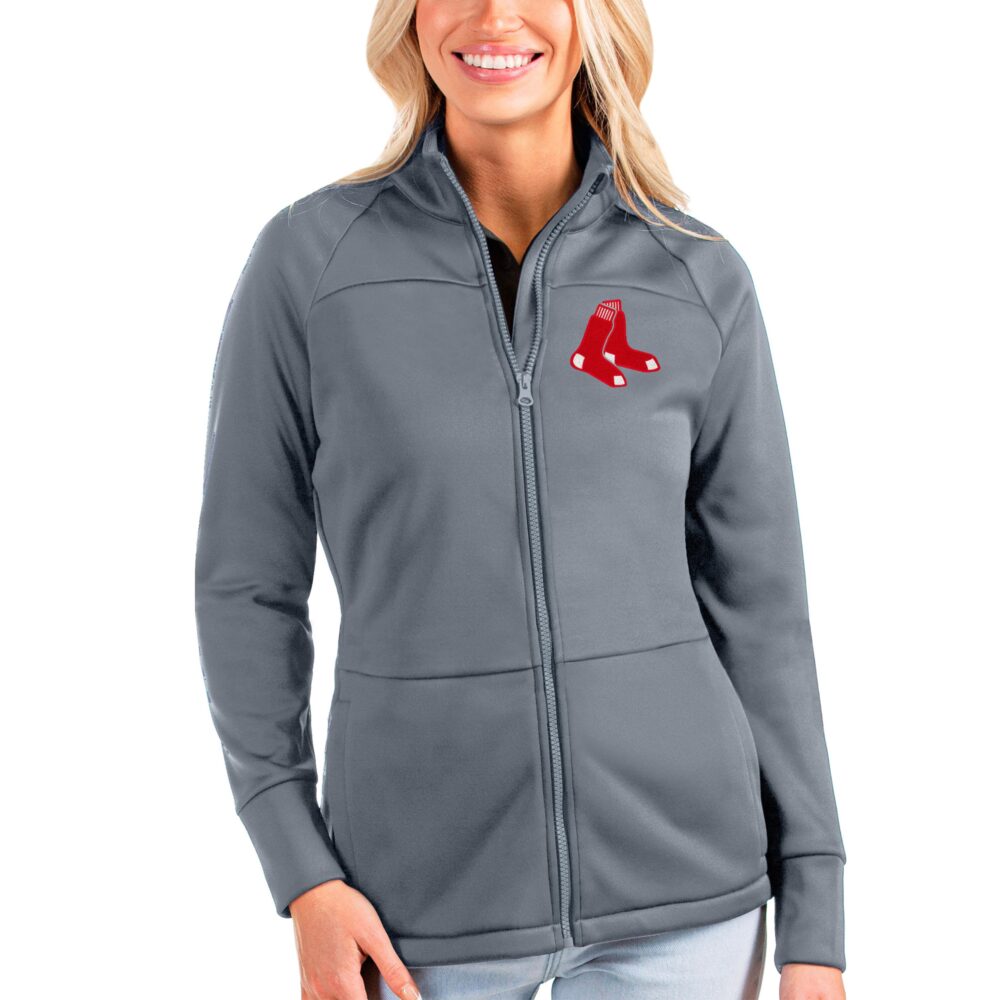 Women's Boston Red Sox Antigua Gray Links Full-Zip Golf Jacket