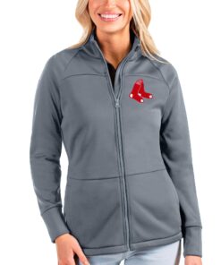 Women's Boston Red Sox Antigua Gray Links Full-Zip Golf Jacket