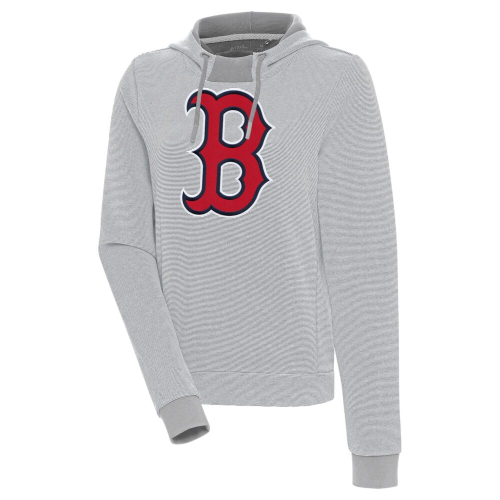 Women's Boston Red Sox  Antigua Gray/White Axe Bunker Tri-Blend Pullover Hoodie