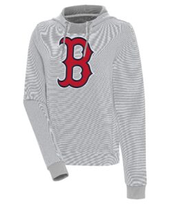 Women's Boston Red Sox  Antigua Gray/White Axe Bunker Tri-Blend Pullover Hoodie