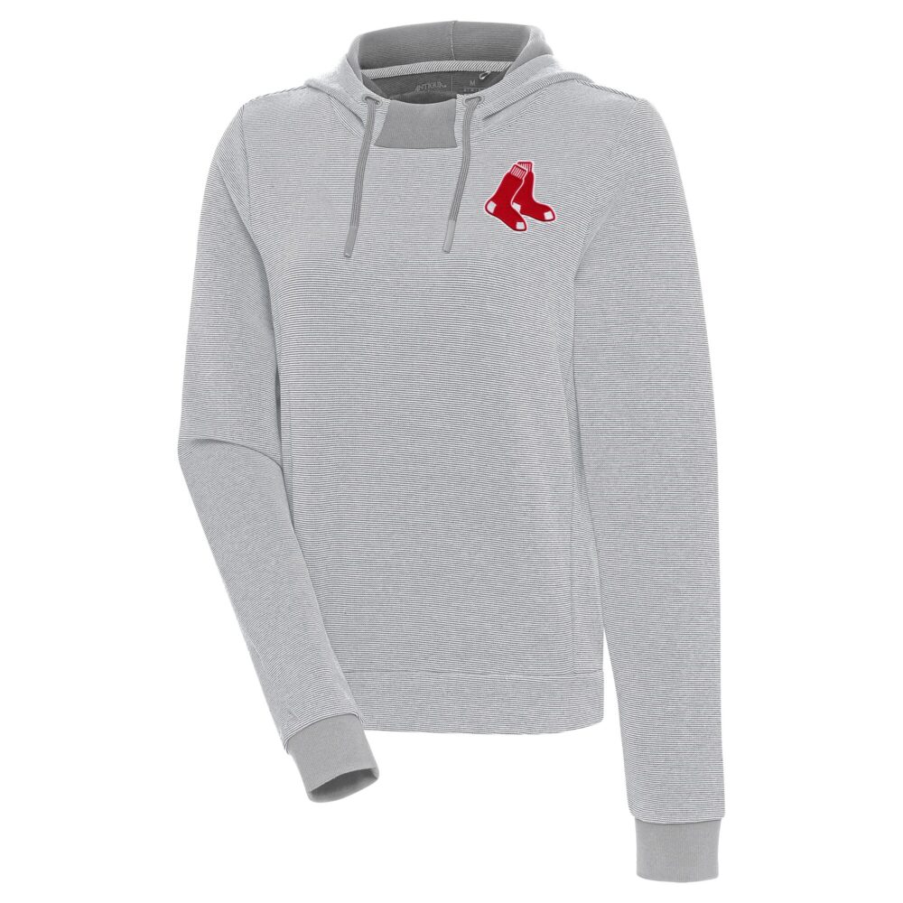 Women's Boston Red Sox  Antigua Gray/White Axe Bunker Tri-Blend Pullover Hoodie