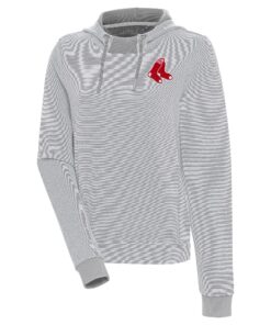 Women's Boston Red Sox  Antigua Gray/White Axe Bunker Tri-Blend Pullover Hoodie