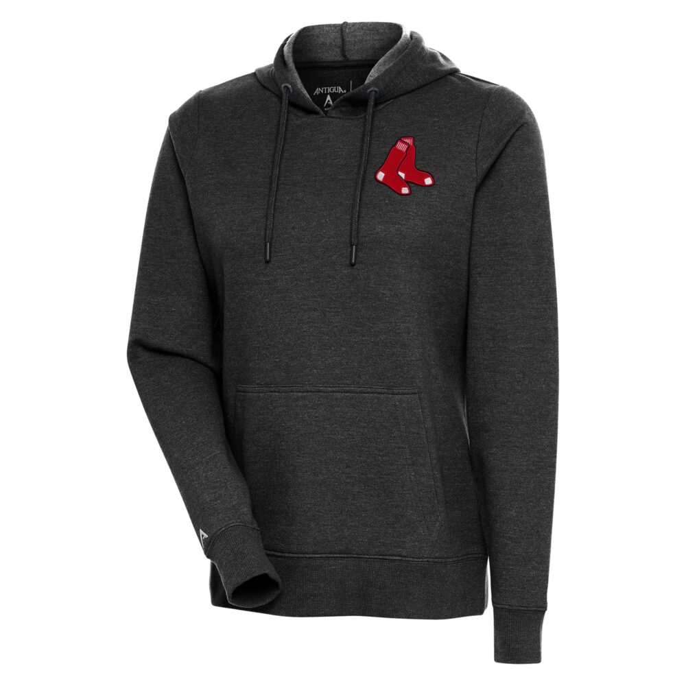 Women's Boston Red Sox Antigua Heather Black Action Pullover Hoodie