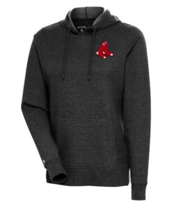 Women's Boston Red Sox Antigua Heather Black Action Pullover Hoodie