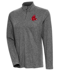 Women's Boston Red Sox  Antigua Heather Black Confront Quarter-Zip Pullover Top