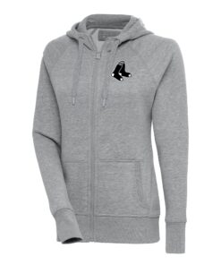 Women's Boston Red Sox  Antigua Heather Gray Brushed Metallic Victory Full-Zip Hoodie