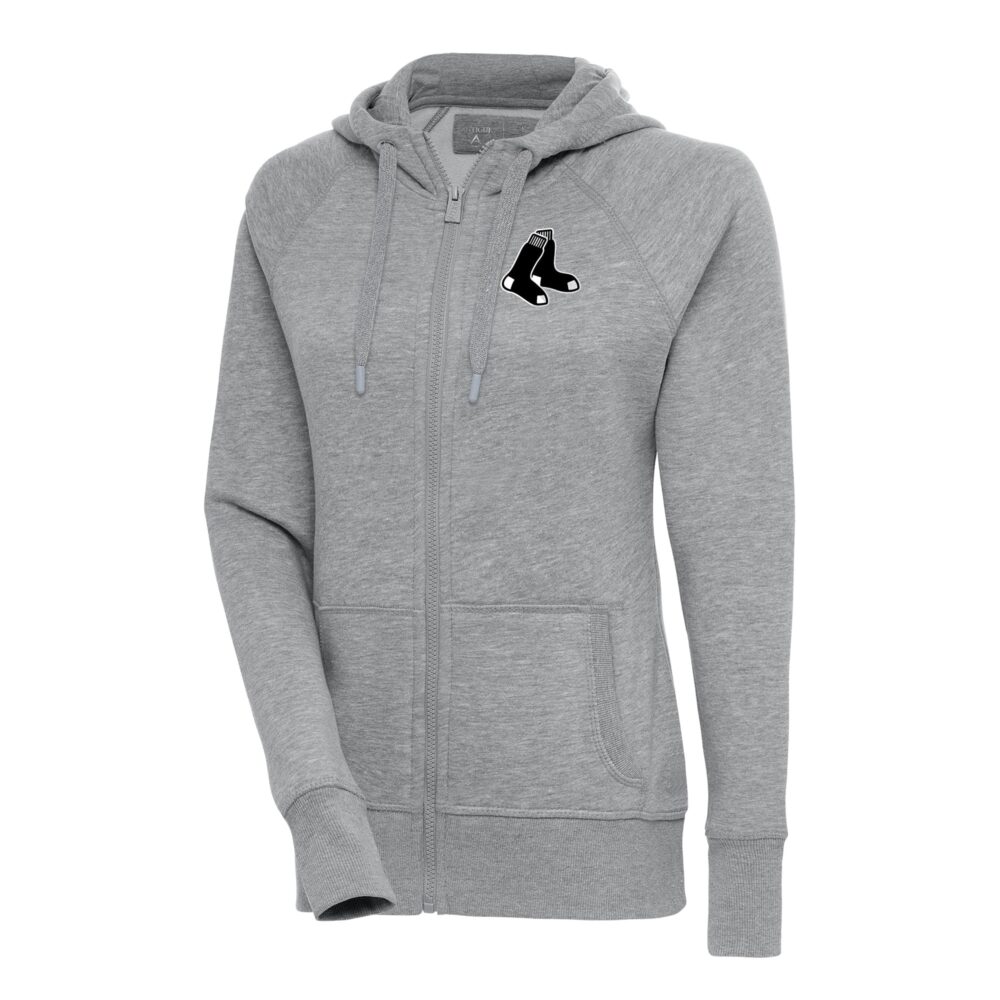 Women's Boston Red Sox  Antigua Heather Gray Brushed Metallic Victory Full-Zip Hoodie