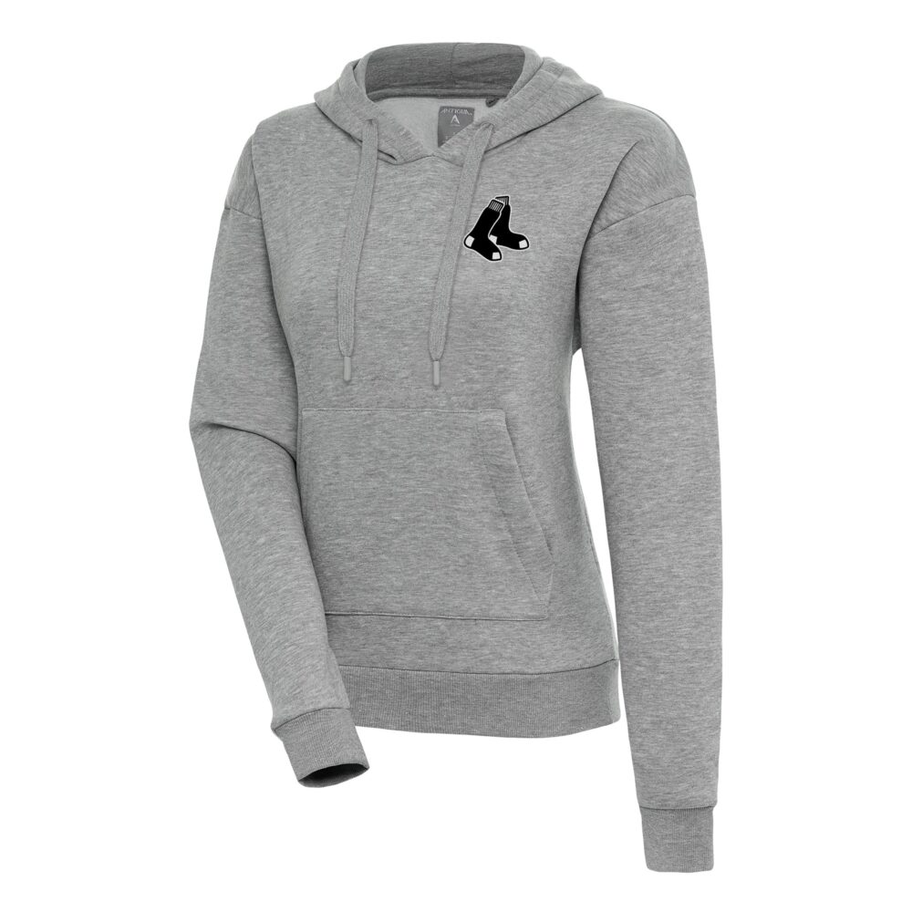 Women's Boston Red Sox  Antigua Heather Gray Brushed Metallic Victory Pullover Hoodie