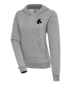 Women's Boston Red Sox  Antigua Heather Gray Brushed Metallic Victory Pullover Hoodie
