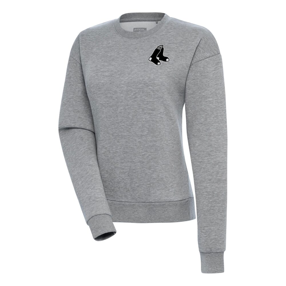 Women's Boston Red Sox  Antigua Heather Gray Brushed Metallic Victory Pullover Sweatshirt