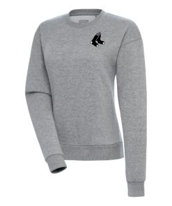 Women's Boston Red Sox  Antigua Heather Gray Brushed Metallic Victory Pullover Sweatshirt