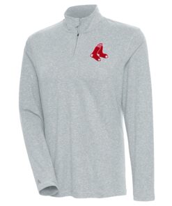 Women's Boston Red Sox  Antigua Heather Gray Confront Quarter-Zip Pullover Top