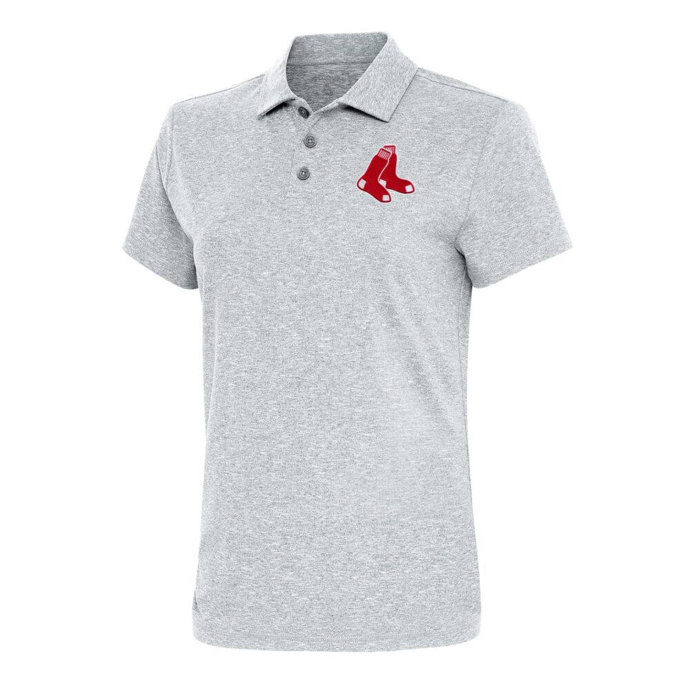 Women's Boston Red Sox  Antigua Heather Gray Motivated Polo