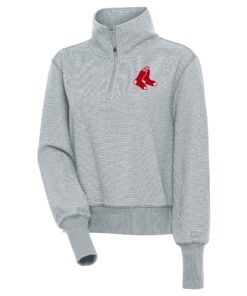 Women's Boston Red Sox  Antigua Heather Gray Upgrade Half-Zip Pullover Top