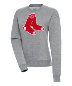Women's Boston Red Sox  Antigua Heather Gray Victory Chenille Pullover Sweatshirt