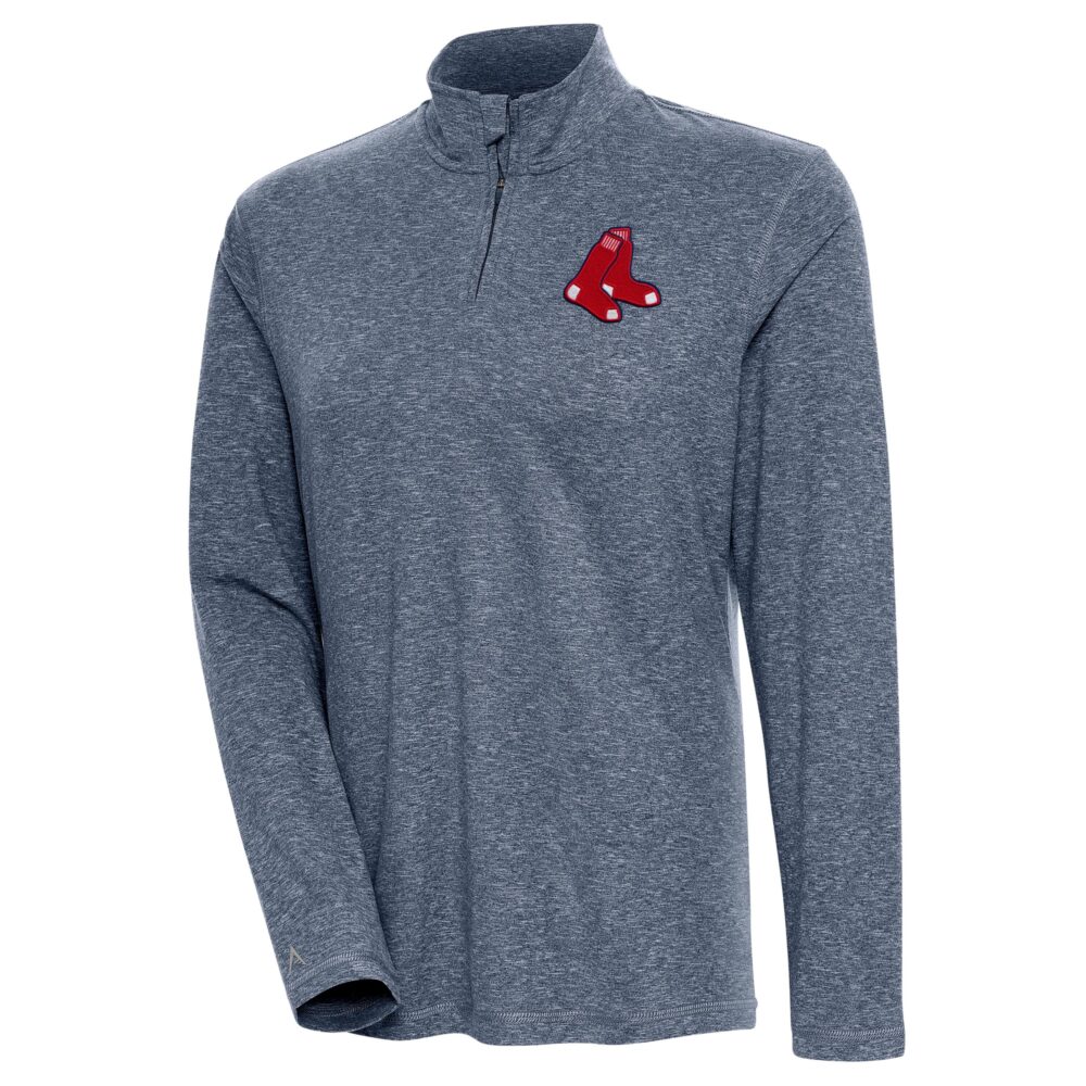 Women's Boston Red Sox  Antigua Heather Navy Confront Quarter-Zip Pullover Top