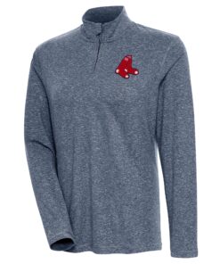 Women's Boston Red Sox  Antigua Heather Navy Confront Quarter-Zip Pullover Top