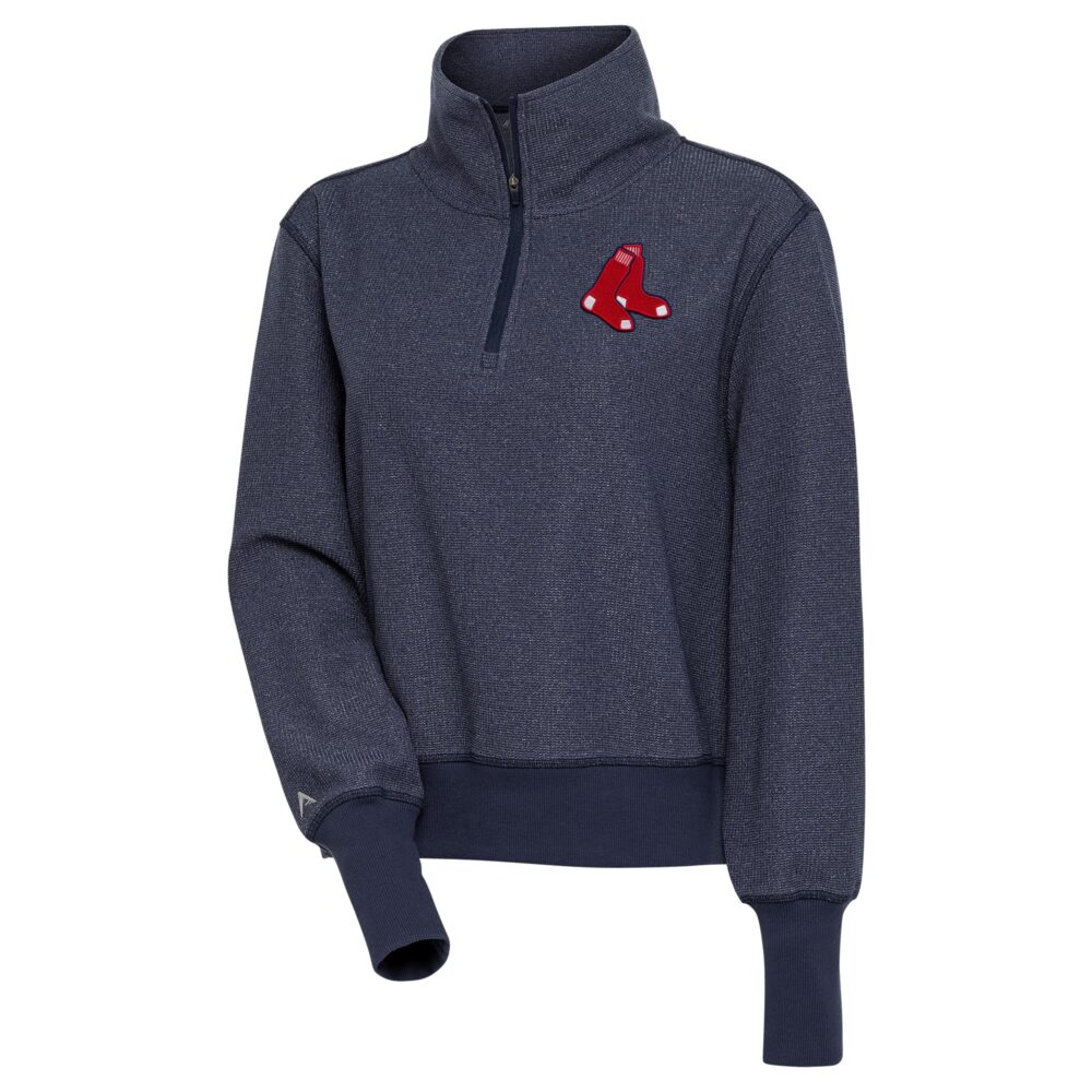 Women's Boston Red Sox  Antigua Heather Navy Upgrade Half-Zip Pullover Top