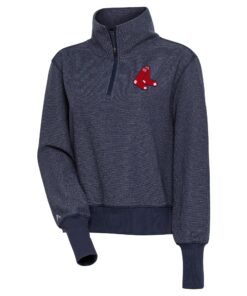 Women's Boston Red Sox  Antigua Heather Navy Upgrade Half-Zip Pullover Top