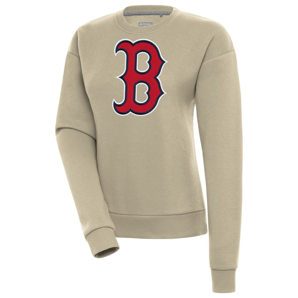 Women's Boston Red Sox Antigua Khaki Victory Pullover Sweatshirt