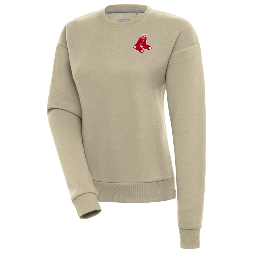 Women's Boston Red Sox Antigua Khaki Victory Pullover Sweatshirt