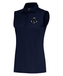 Women's Boston Red Sox  Antigua Navy Brushed Metallic Sleeveless Tribute Polo