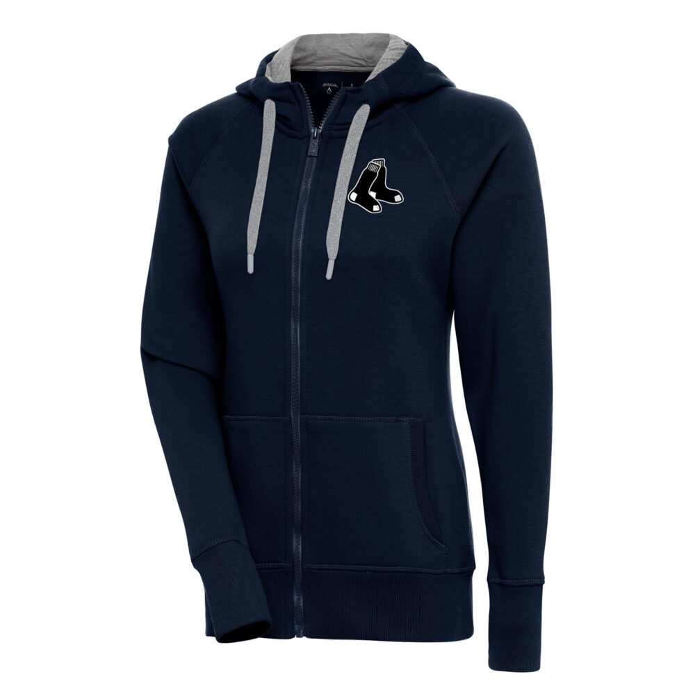 Women's Boston Red Sox  Antigua Navy Brushed Metallic Victory Full-Zip Hoodie