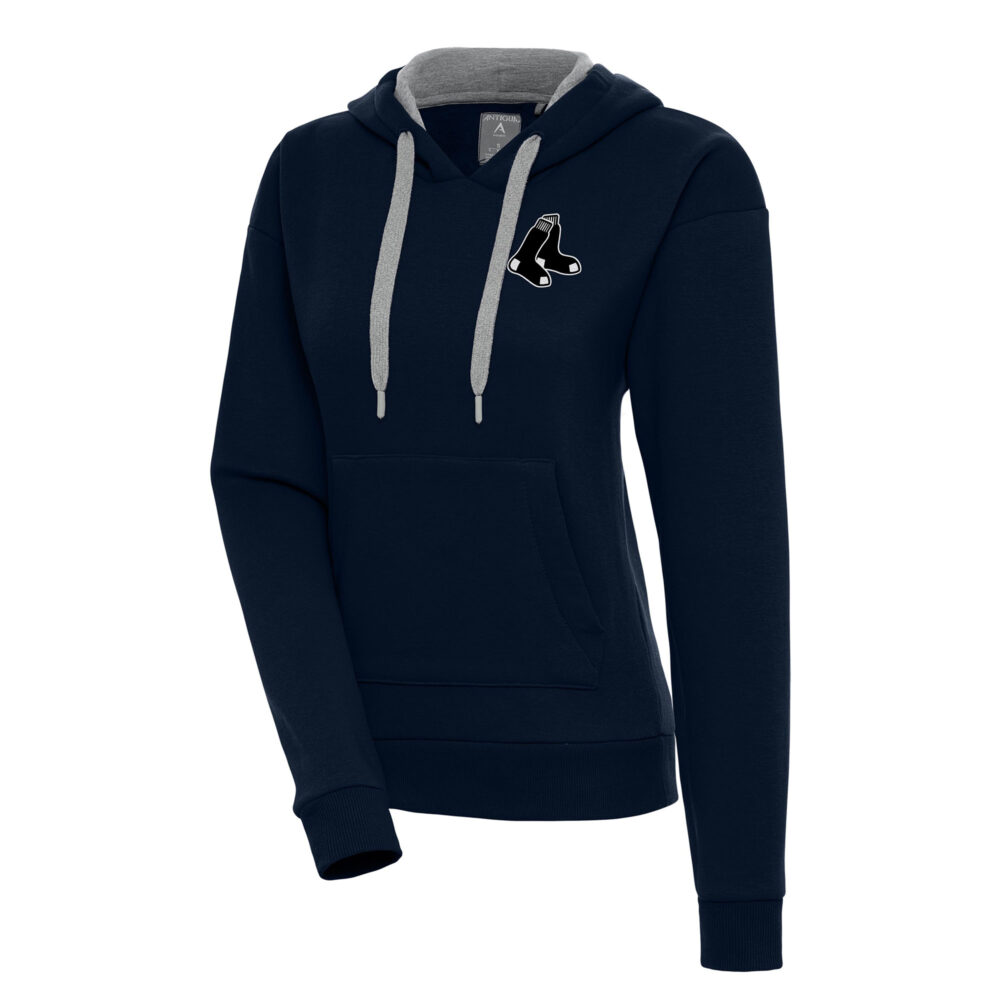 Women's Boston Red Sox  Antigua Navy Brushed Metallic Victory Pullover Hoodie
