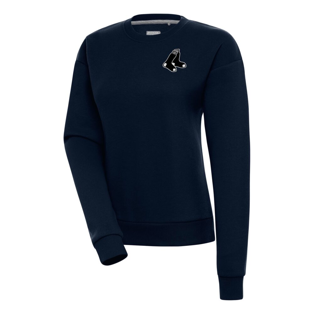 Women's Boston Red Sox  Antigua Navy Brushed Metallic Victory Pullover Sweatshirt