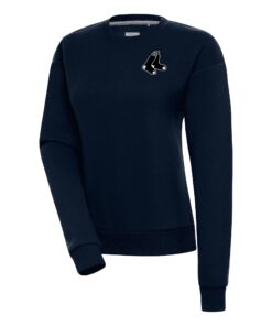 Women's Boston Red Sox  Antigua Navy Brushed Metallic Victory Pullover Sweatshirt