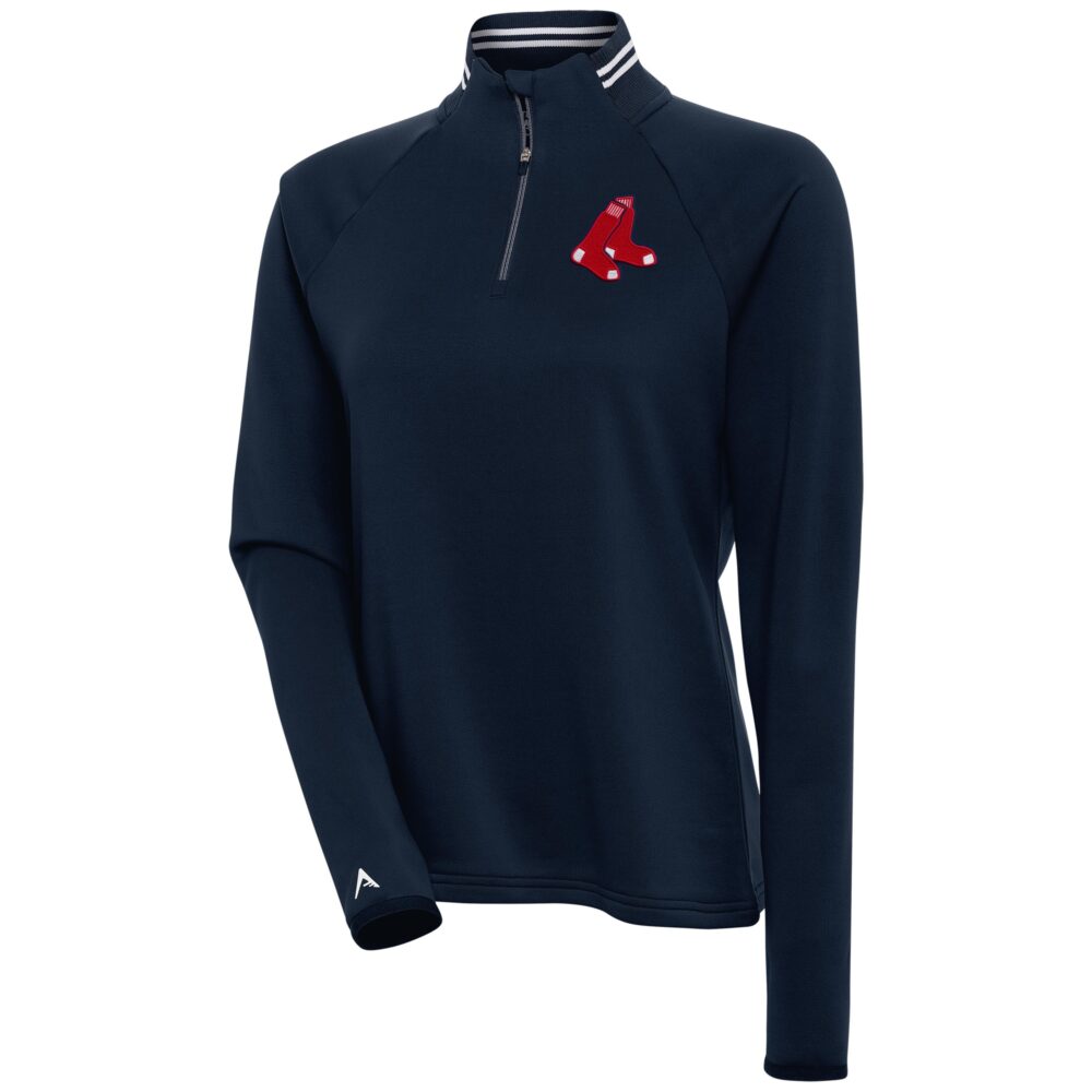 Women's Boston Red Sox  Antigua Navy Milo Raglan Quarter-Zip Pullover Top