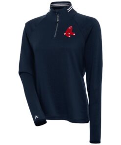Women's Boston Red Sox  Antigua Navy Milo Raglan Quarter-Zip Pullover Top