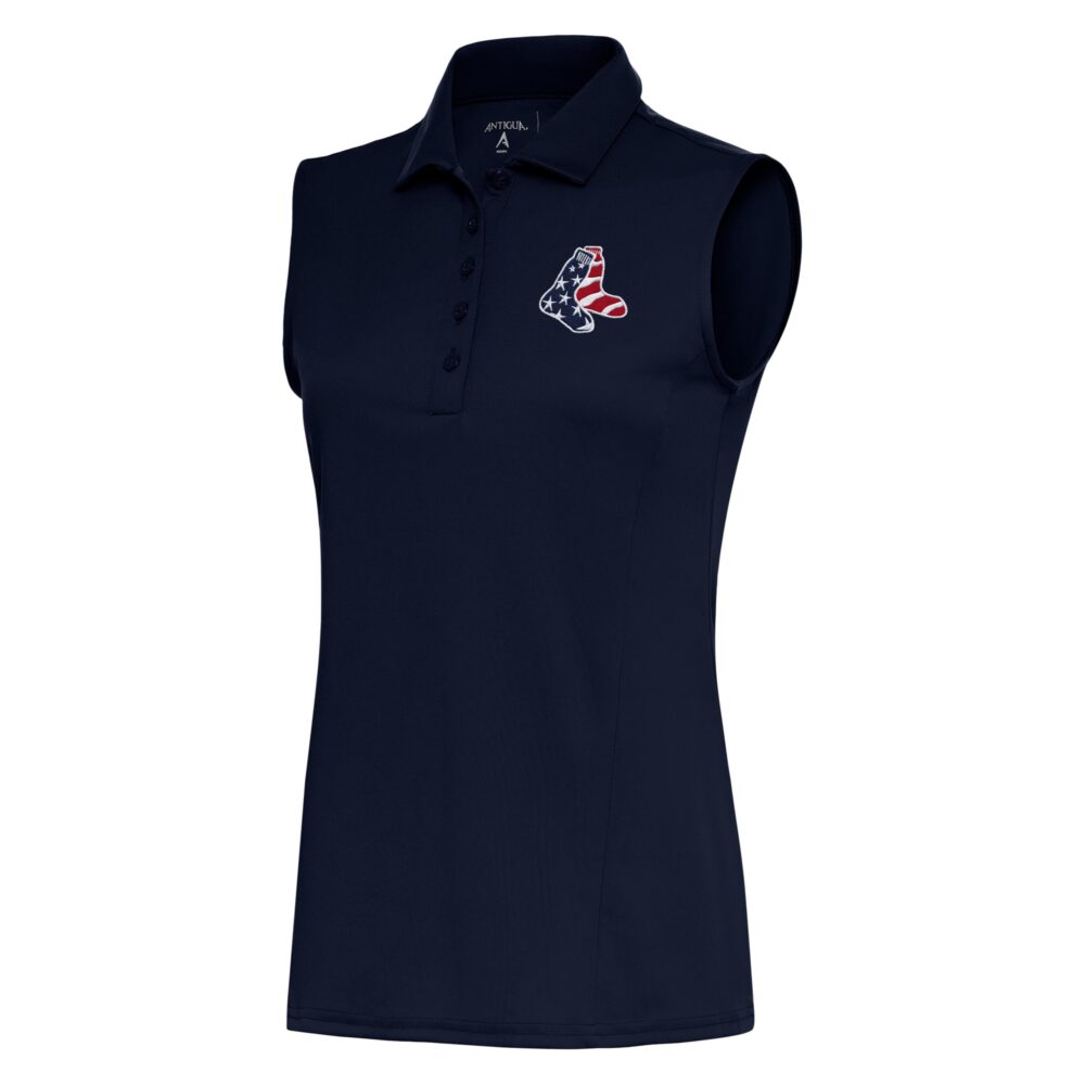 Women's Boston Red Sox  Antigua Navy Patriotic Sleeveless Tribute Polo