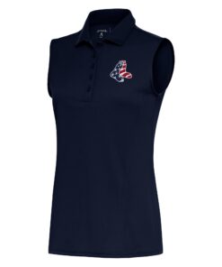 Women's Boston Red Sox  Antigua Navy Patriotic Sleeveless Tribute Polo