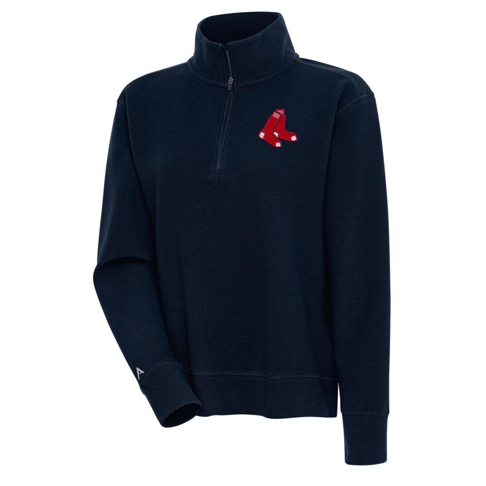 Women's Boston Red Sox  Antigua Navy Portal Quarter-Zip Pullover Top