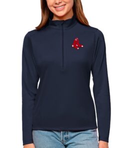 Women's Boston Red Sox Antigua Navy Tribute Quarter-Zip Pullover Top