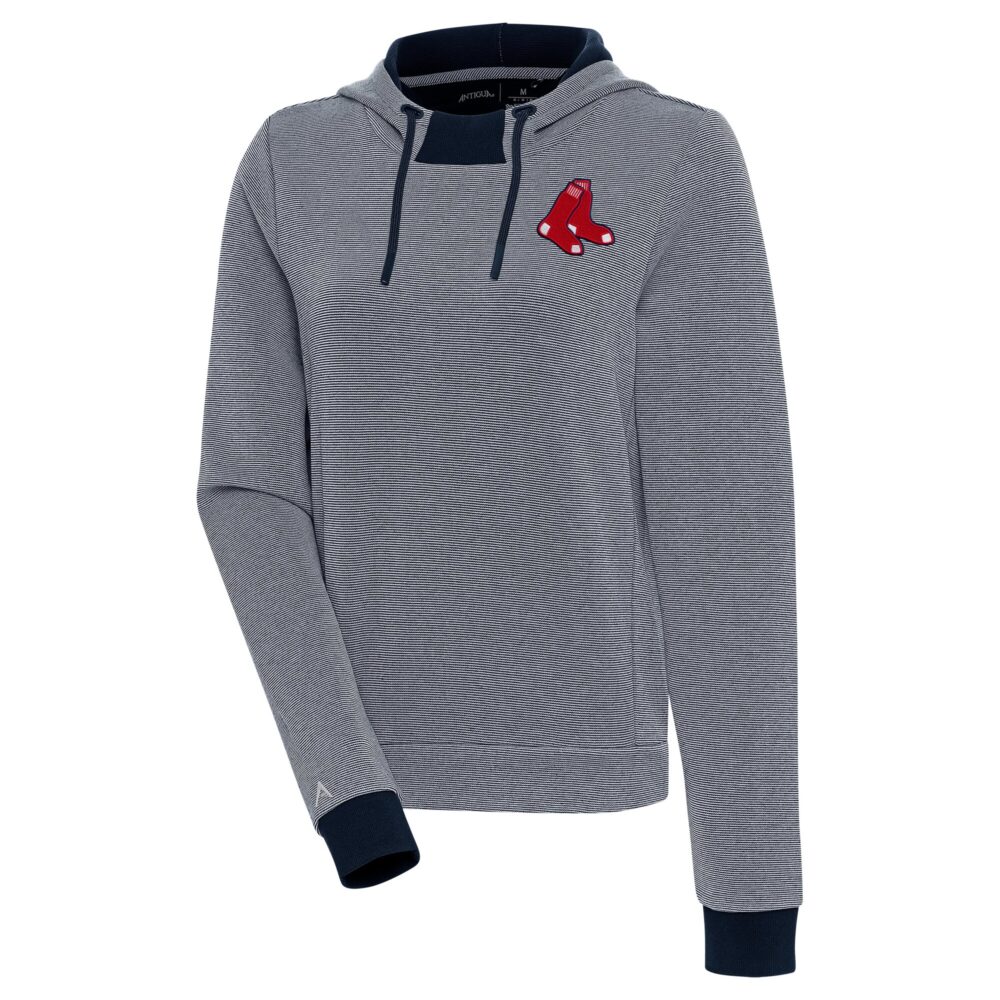 Women's Boston Red Sox  Antigua Navy/White Axe Bunker Tri-Blend Pullover Hoodie