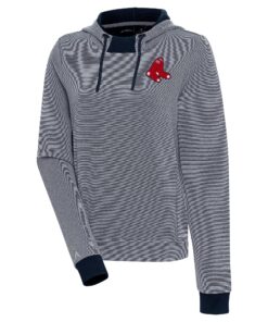 Women's Boston Red Sox  Antigua Navy/White Axe Bunker Tri-Blend Pullover Hoodie