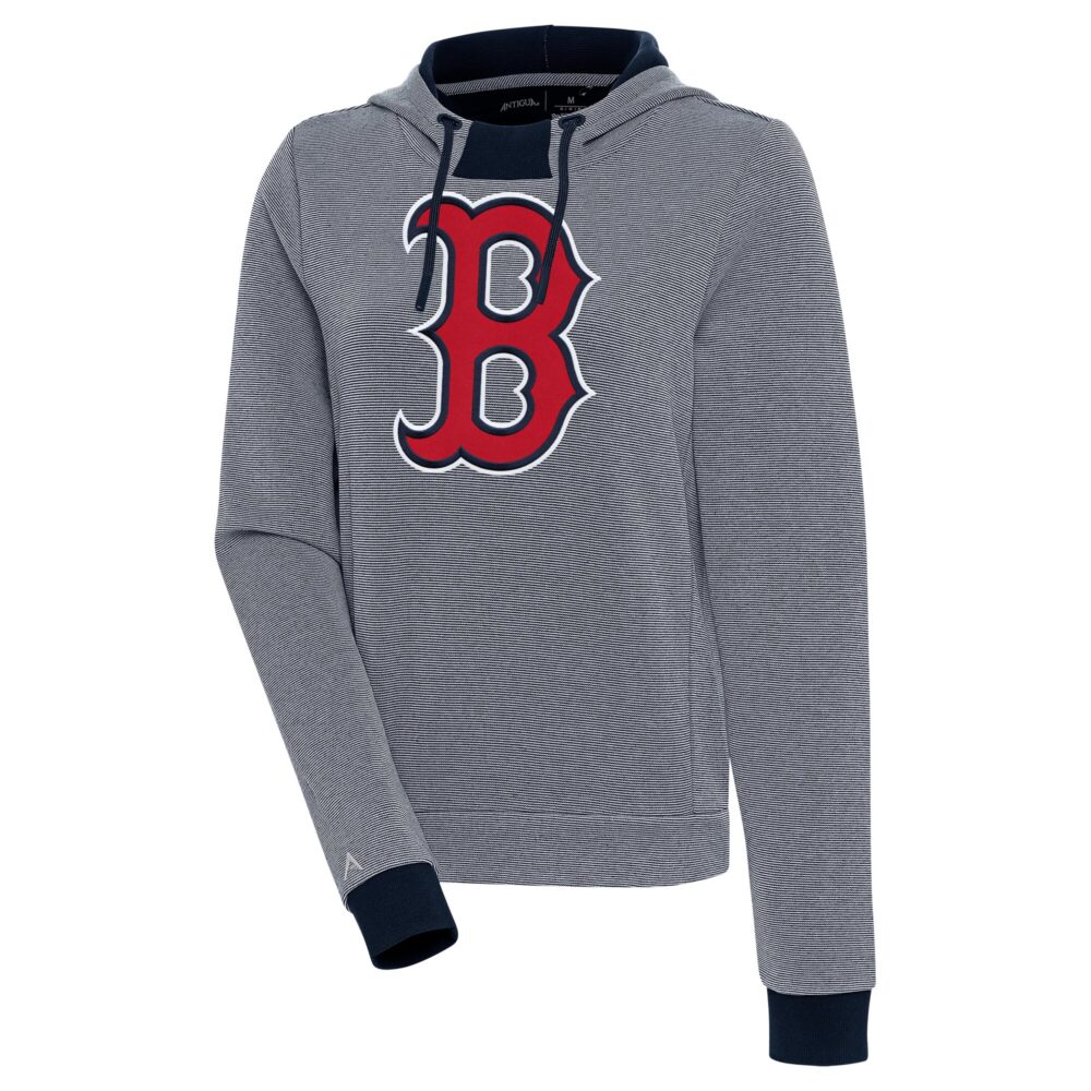 Women's Boston Red Sox  Antigua Navy/White Axe Bunker Tri-Blend Pullover Hoodie