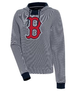 Women's Boston Red Sox  Antigua Navy/White Axe Bunker Tri-Blend Pullover Hoodie