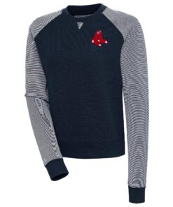 Women's Boston Red Sox  Antigua Navy/White Flier Bunker Tri-Blend Pullover Sweatshirt