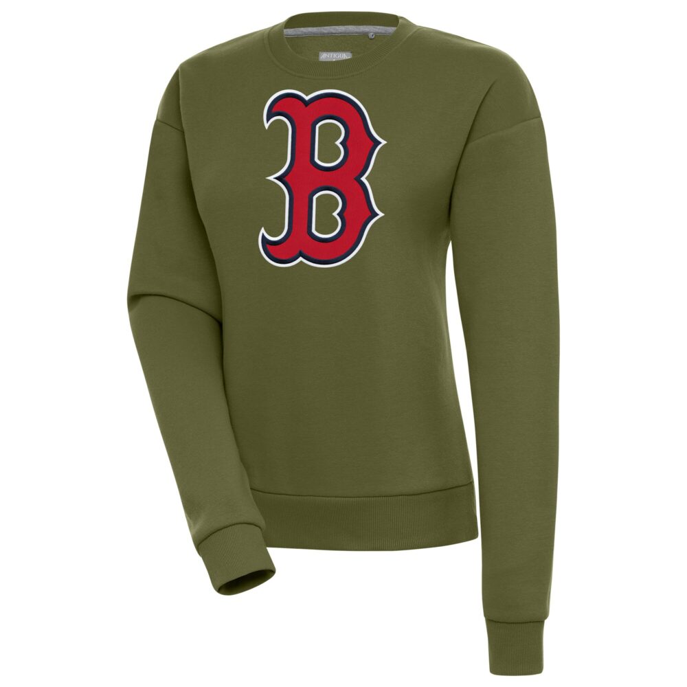 Women's Boston Red Sox Antigua Olive Victory Pullover Sweatshirt