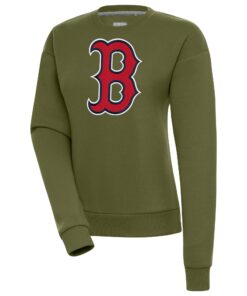 Women's Boston Red Sox Antigua Olive Victory Pullover Sweatshirt