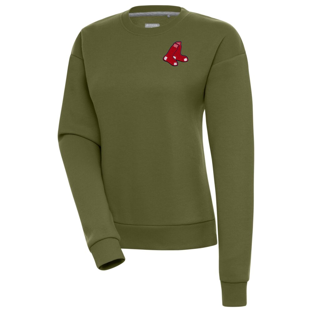Women's Boston Red Sox Antigua Olive Victory Pullover Sweatshirt