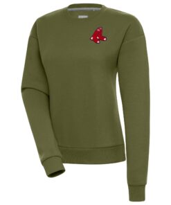Women's Boston Red Sox Antigua Olive Victory Pullover Sweatshirt