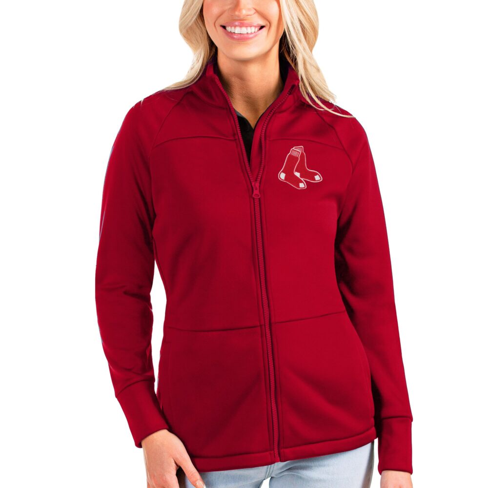 Women's Boston Red Sox Antigua Red Links Full-Zip Golf Jacket