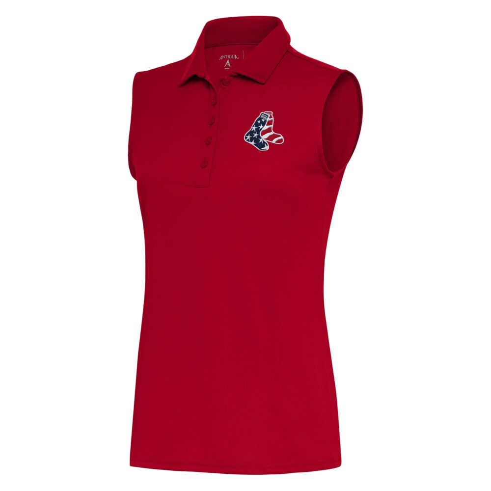 Women's Boston Red Sox  Antigua Red Patriotic Sleeveless Tribute Polo