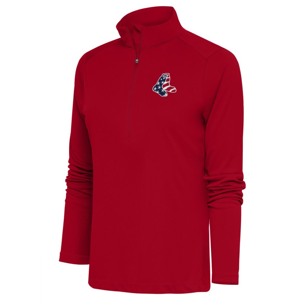 Women's Boston Red Sox  Antigua Red Patriotic Tribute Half-Zip Pullover Top