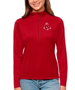 Women's Boston Red Sox Antigua Red Tribute Quarter-Zip Pullover Top