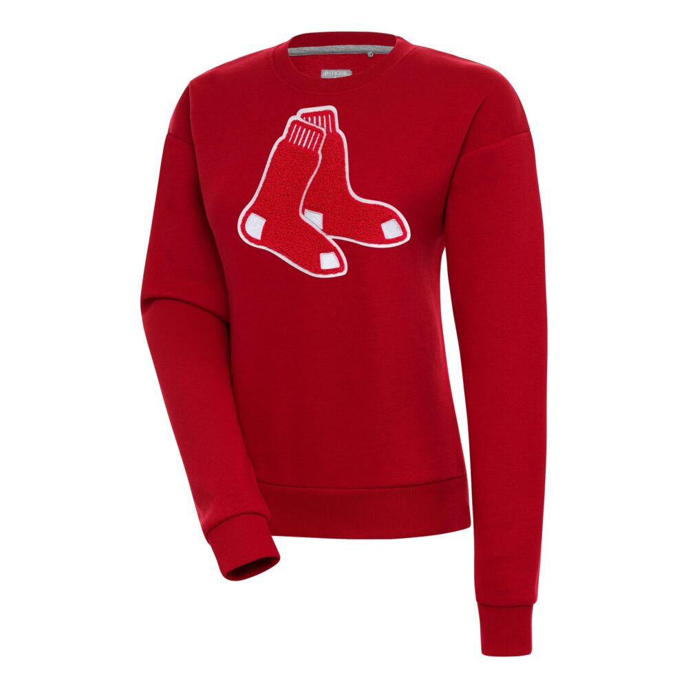 Women's Boston Red Sox  Antigua Red Victory Chenille Pullover Sweatshirt